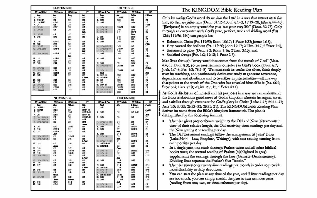 KINGDOM Bible Reading Plan (Word PDF)